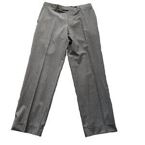 Hugo Boss Men's Brown Striped Virgin Wool Dress Pants 35X31 Scorsese Made in USA